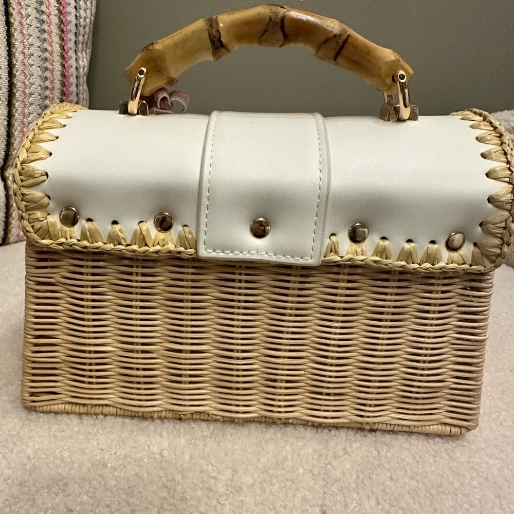 Elegant White and Tan Woven Mini Bag - Picture 4 of 8